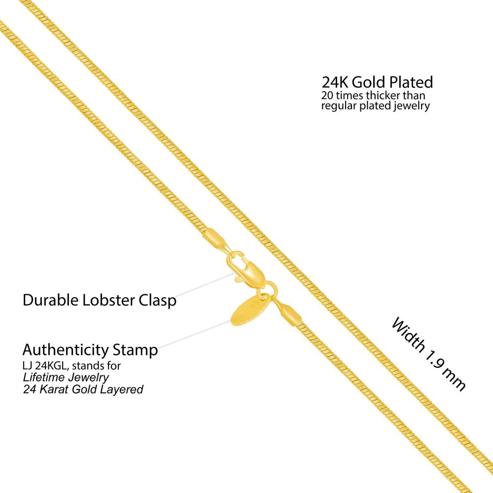 Gold Plated 1.9mm Snake Chain Necklace