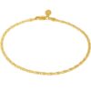 Gold Plated 2.5mm Diamond Cut Star Flat Link Anklet