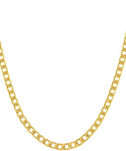 Gold Plated 3mm Beveled Cuban Link Curb Chain Necklaces