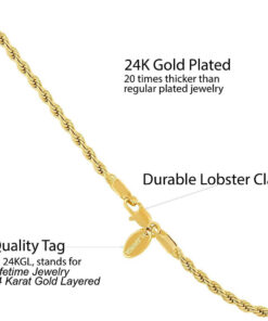 Gold Plated 3mm Rope Chain Anklet