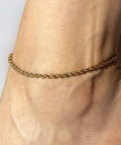 Gold Plated 3mm Rope Chain Anklet