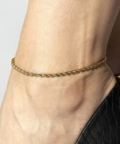 Gold Plated 3mm Rope Chain Anklet