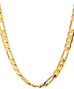 Gold Plated Lifetime Jewelry 6mm Figaro Chain Gold Necklace