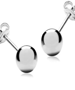 White Gold Plated 6mm Stud Earrings, Rhodium