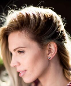 White Gold Plated 6mm Stud Earrings, Rhodium