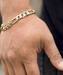 Gold Plated 9mm Figaro Bracelet