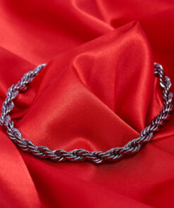Gold Plated 8mm Rope Chain Necklace Gunmetal