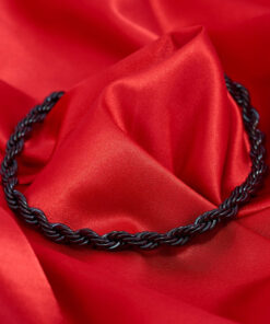Gold Plated 8mm Rope Chain Necklace Black