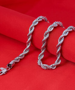 Gold Plated 8mm Rope Chain Necklace Stainless Steel