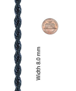 Gold Plated 8mm Rope Chain Necklace Black