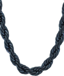 Gold Plated 8mm Rope Chain Necklace Black