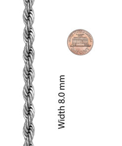 Gold Plated 8mm Rope Chain Necklace Stainless Steel
