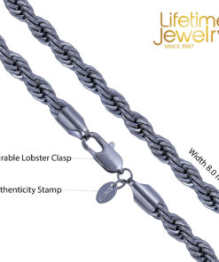Gold Plated 8mm Rope Chain Necklace Gunmetal