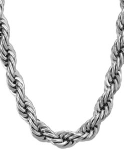 Gold Plated 8mm Rope Chain Necklace Stainless Steel