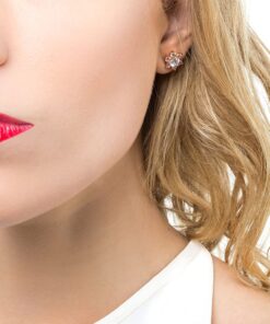 Gold Plated 9mm Cubic Zirconia Flower Stud Earrings