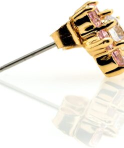 Gold Plated 9mm Cubic Zirconia Flower Stud Earrings