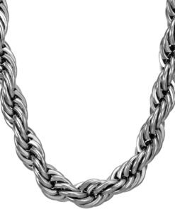 Gold Plated 9mm Rope Chain Necklace Stainless Steel