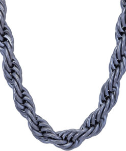 Gold Plated 9mm Rope Chain Necklace Gunmetal