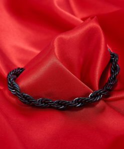 Gold Plated 9mm Rope Chain Necklace Black