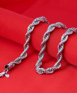 Gold Plated 9mm Rope Chain Necklace Stainless Steel