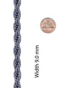 Gold Plated 9mm Rope Chain Necklace Gunmetal