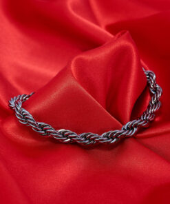 Gold Plated 9mm Rope Chain Necklace Gunmetal