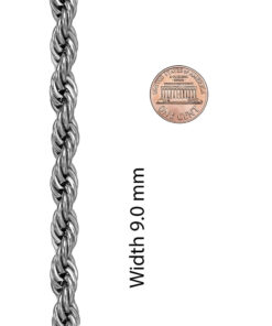 Gold Plated 9mm Rope Chain Necklace Stainless Steel