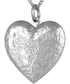 White Gold Plated Antique Heart Locket Necklace