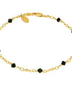 Gold Plated Black Stones Anklet