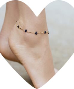 Gold Plated Blue Hearts Anklet