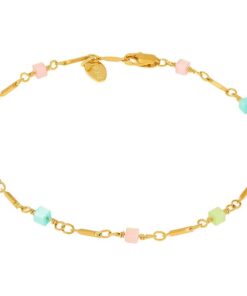 Gold Plated Colorful Square Beads Anklet