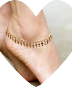 Gold Plated Dangling Crosses Anklet