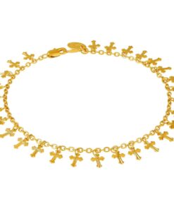 Gold Plated Dangling Crosses Anklet