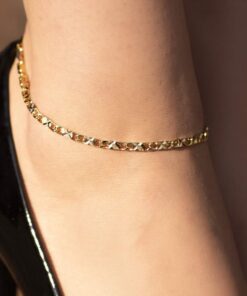 Gold Plated Diamond Cut Star Link Anklet