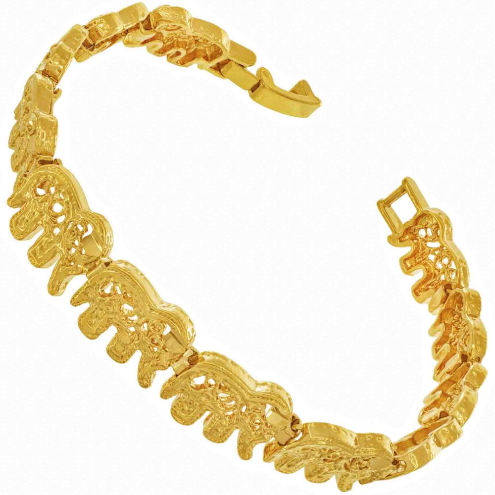Gold Plated Elephant Link Bracelet