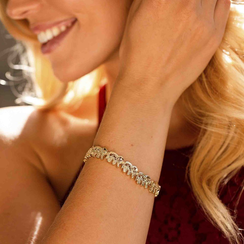Gold Plated Elephant Link Bracelet