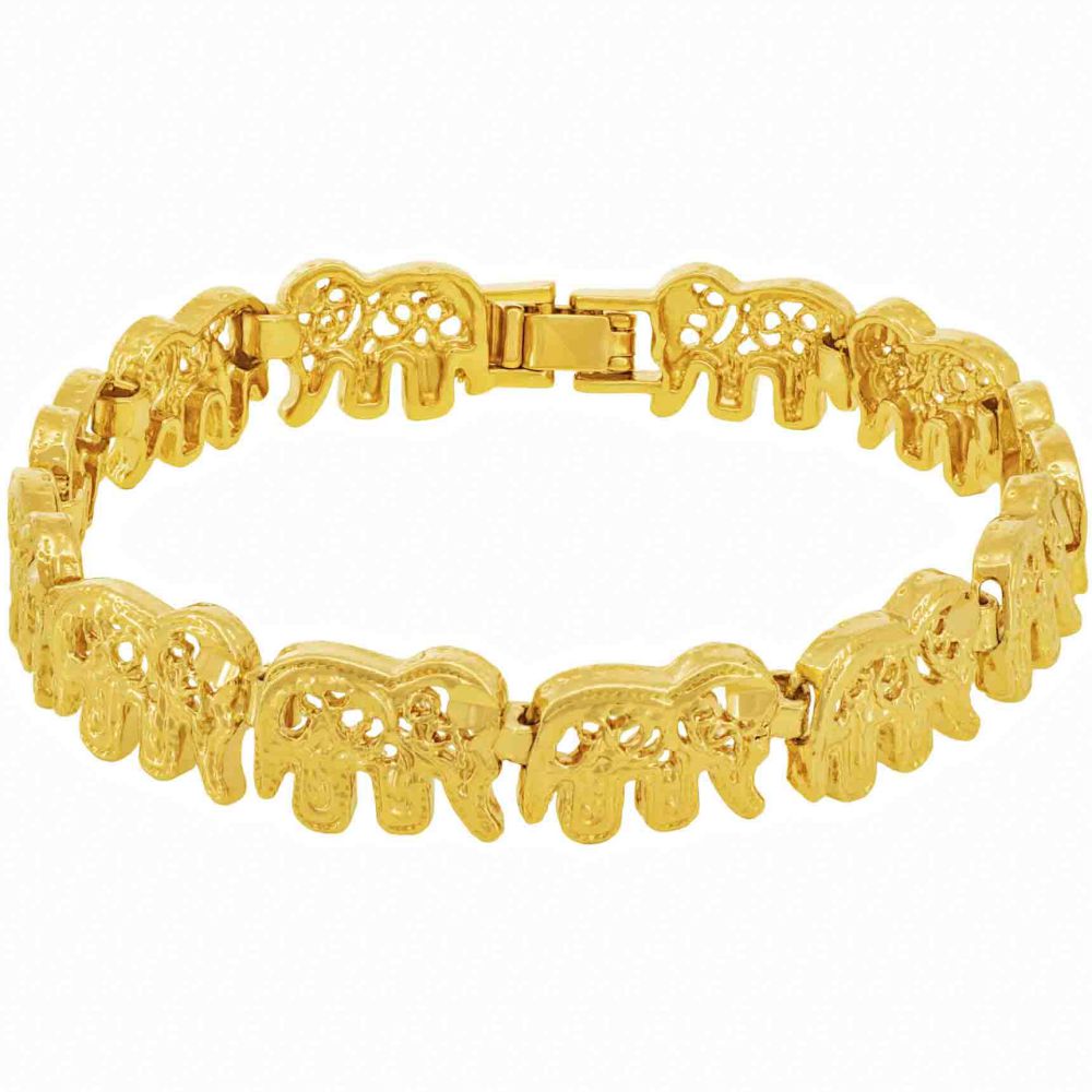 Gold Plated Elephant Link Bracelet