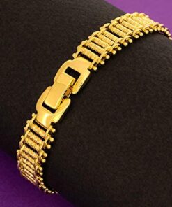 Gold Plated 10mm Riccio Bar Bracelet