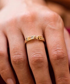 Gold Plated Cubic Zirconia LOVE Ring