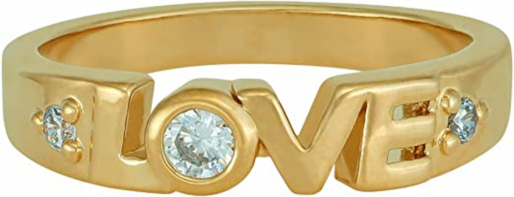 Gold Plated Cubic Zirconia LOVE Ring