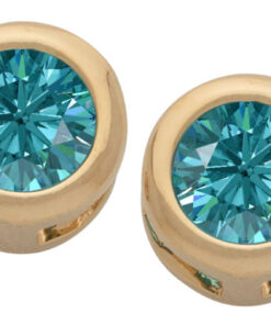 Gold Plated Cubic Zirconia Button Birthstone Stud Earrings