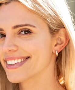 Gold Plated Hugs & Kisses Cubic Zirconia Stud Earrings 24k Gold Plated