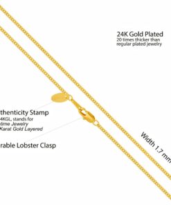Gold plated 1.7mm Curb Link Chain Necklace