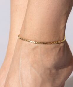 Gold Plated 2.3mm Box Chain Anklet