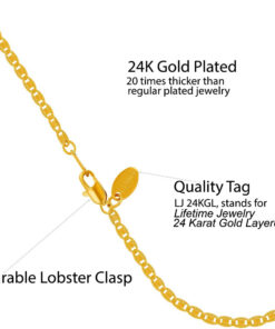 Gold Plated Flat Mariner Link Chain Anklet, 2.5mm