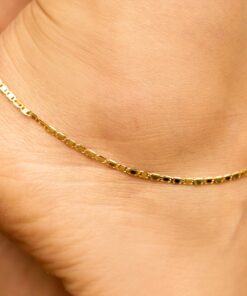 Gold Plated Flat Mariner Link Chain Anklet, 2.5mm