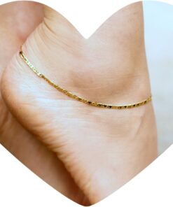 Gold Plated Flat Mariner Link Chain Anklet, 2.5mm