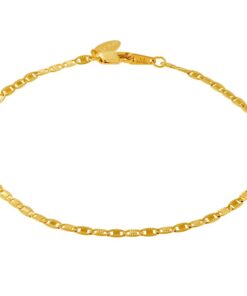 Gold Plated Flat Mariner Link Chain Anklet, 2.5mm