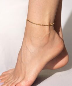 Gold Plated 2.5mm Bar Link Chain Anklet