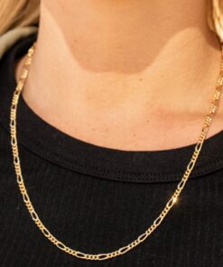 Gold Plated 3.5mm Figaro Chain Necklace